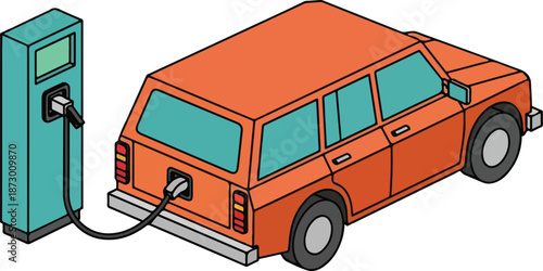 Electric Vehicle Charging at a Public Station.