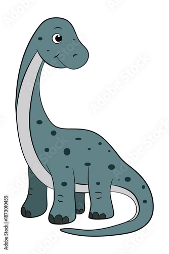 Cartoon diplodocus dinosaur on a white background