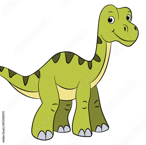 A cartoon brontosaurus dinosaur on a white background