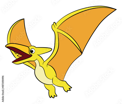 A pterosaur of flying on a white background
