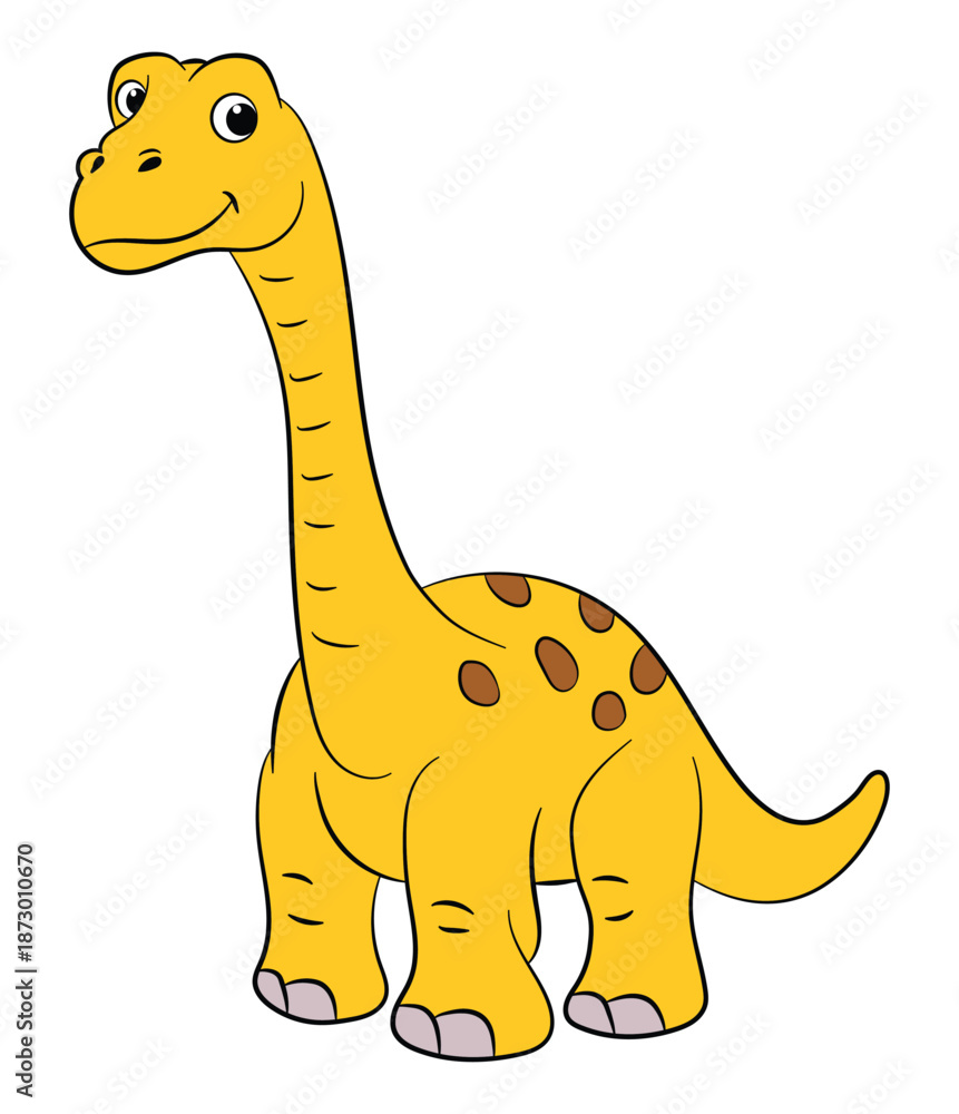 Fototapeta premium Yellow brachiosaurus dinosaur on a white background