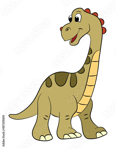 Smiling brachiosaurus dinosaur on a white background