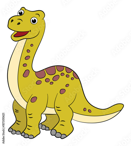 Funny brachiosaurus dinosaur on a white background