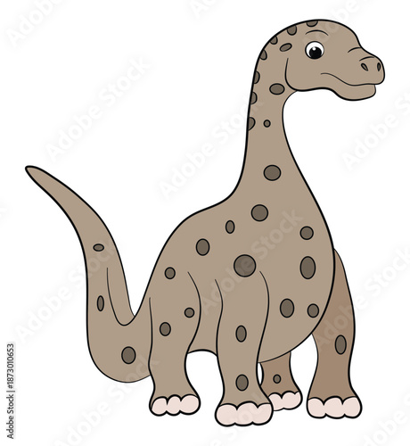 Cute brachiosaurus dinosaur on a white background