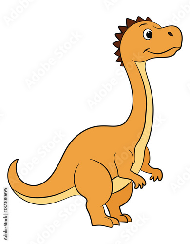 Cartoon funny brontosaurus isolated on white background