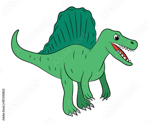 Happy spinosaurus dinosaur on a white background