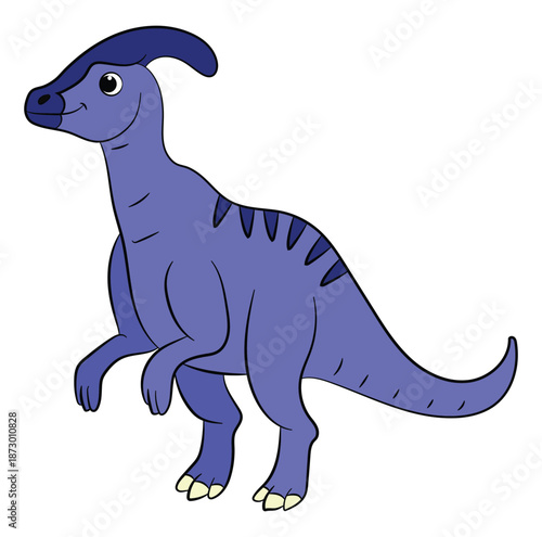 Happy parasaurolophus Dinosaur on a white background