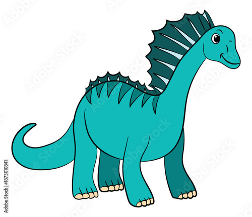 Happy amargasaurus Dinosaur on a white background