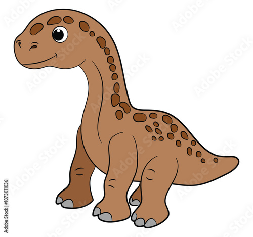 Funny dinosaur brontosaurus on a white background