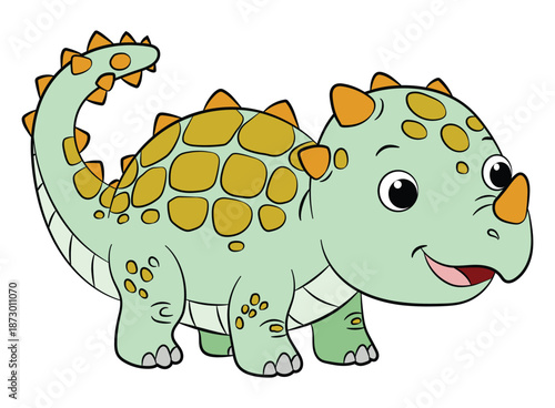 Ankylosaurus dinosaur on a white background