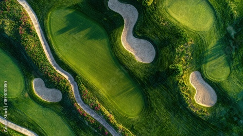 Aerial photo of a section of a golf course