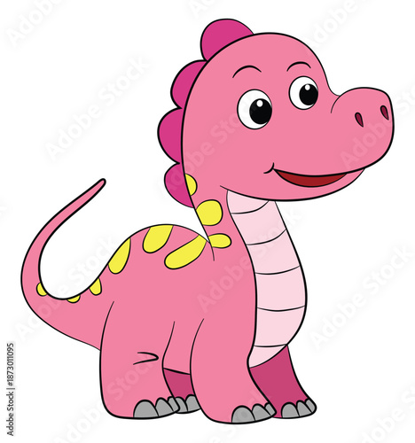 Pink dinosaur on a white background