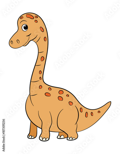 smiling dinosaur cartoon brontosaurus on a white background