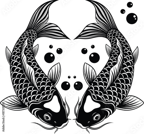 Koi Fish Yin Yang Balance Vector