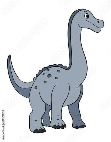 Sad brachiosaurus dinosaur on a white background