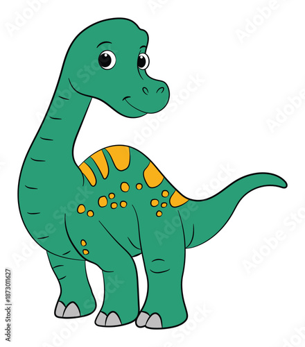 Cute big brachiosaurus dinosaur on a white background