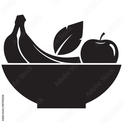 Fresh fruit bowl with banana and apple