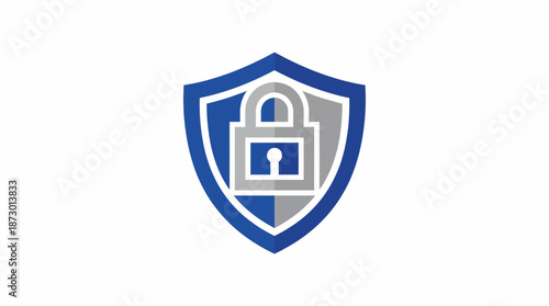 Shield with Padlock Icon Representing Digital Security and Data Protection.