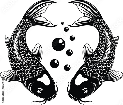 Yin Yang Koi Fish Symbol Illustration