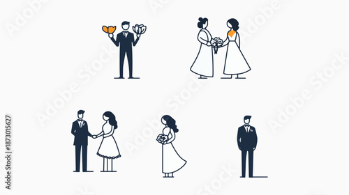 Charming Wedding Illustrations Featuring Diverse Couples
