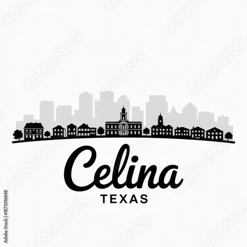 Celina City Texas Skyline Silhouette — A Modern Suburban Landscape in Collin County Vector Illustration