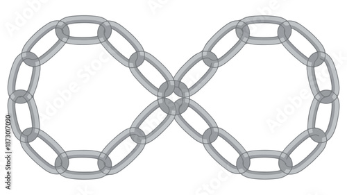Gray metal chain links forming an infinity symbol