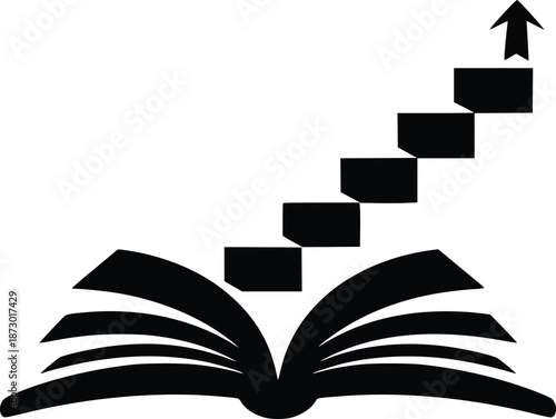 Open book with ascending steps