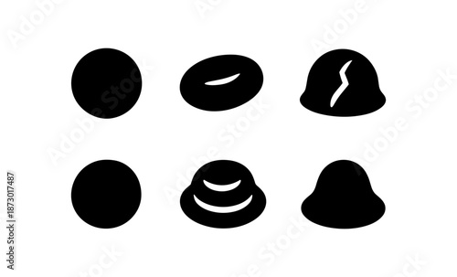 Collection of six abstract black shapes on a white background, simple icons