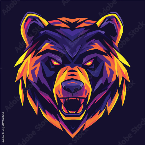 Modern professional grizzly bear logo for a sport team white background