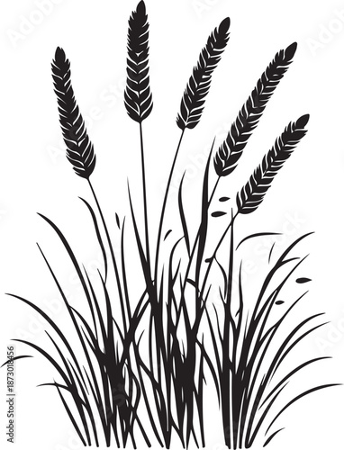 Black Grass Tufts Silhouette Illustration
