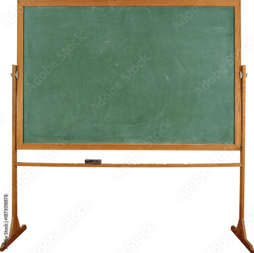 Fotografía "Green Chalkboard with Wooden Frame and Stand – Educational Classroom Concept fo