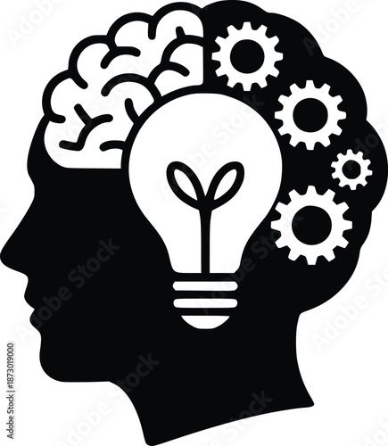 Illuminated mind with gears