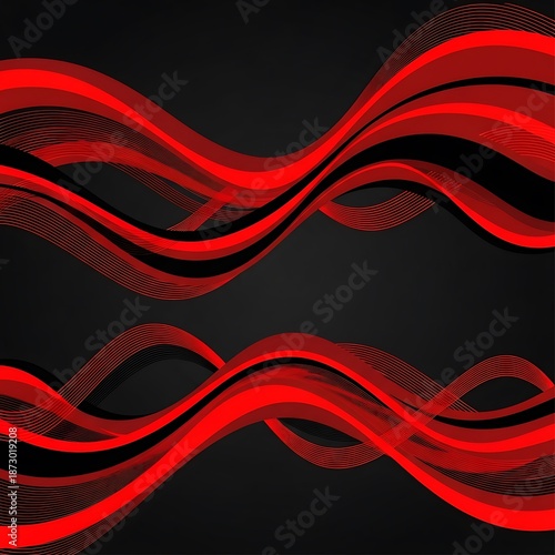 Wallpaper Mural Vibrant red waves flow across a dark, abstract background. Torontodigital.ca