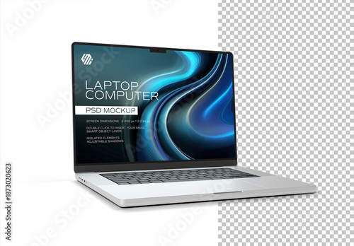 Modern Laptop Mockup Isolated on White Background