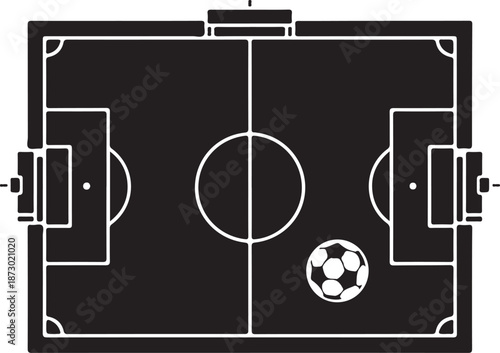A sleek black soccer field with a ball, perfect for sports designs and projects needing a bold, modern look.