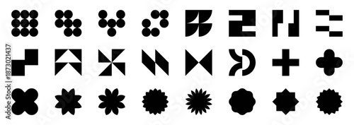 Retrofuturistic Y2K graphic icons, acid shapes, rave elements.Big collection of abstract graphic geometric symbols and objects in y2k style.Templates for stickers, posters, banners, merch, flyers.