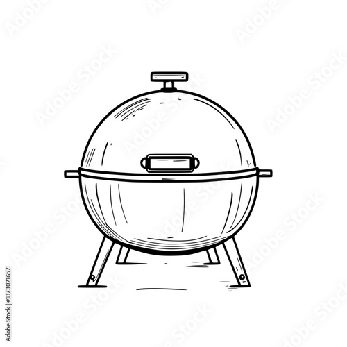 Timeless Classic - Charcoal Grill Black & White | Clean, isolated vector art for creative projects.