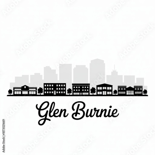 Glen Burnie Maryland Skyline Silhouette — Suburban Hub Near Baltimore Vector Illustration