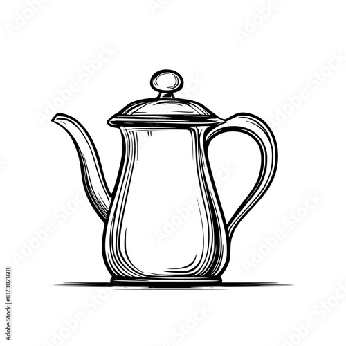 Timeless Brew: Minimalist Line Art Coffee Pot | Clean, isolated vector art for creative projects.