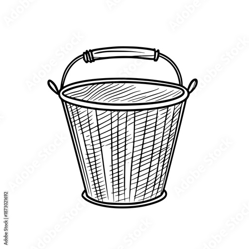 Elegant, Rustic Bucket Happiness | Clean, isolated vector art for creative projects.