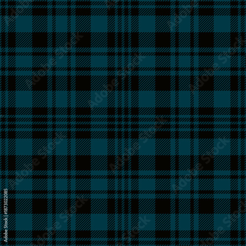 Seamless turquoise,black color check pattern.Repeating patern plaid.Checkered design for prints.Repeated tartan fabric. Vector scottish fabriс.Ekose texture.Madras flannel.Checker line.Stripe gingham.