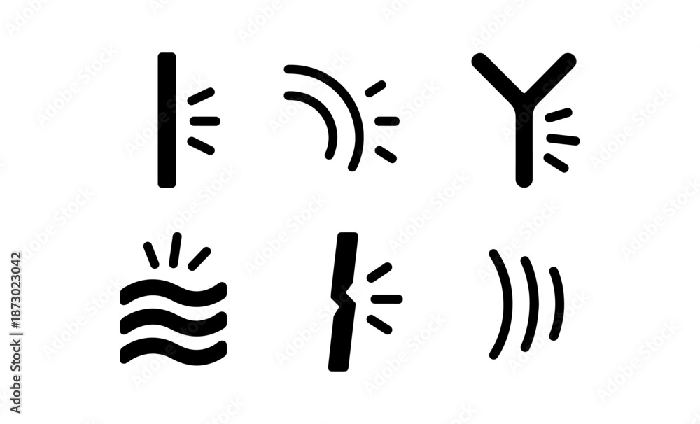 Fototapeta premium Set of six abstract icons representing different types of signals and waves