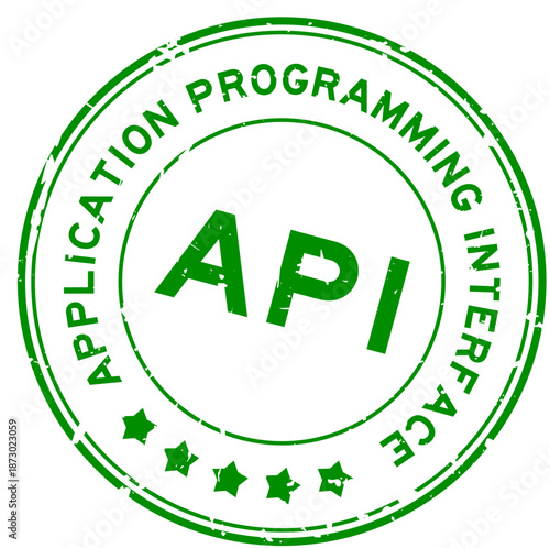 Grunge green API Application programming interface  word round rubber seal stamp on white background