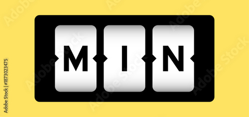 Black color in word min on slot banner with yellow color background