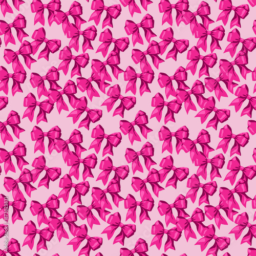 Seamless pattern of ribbon bows on a plain background, perfect for Valentine, Christmas, gift wrapping, fashion, and festive design projects.