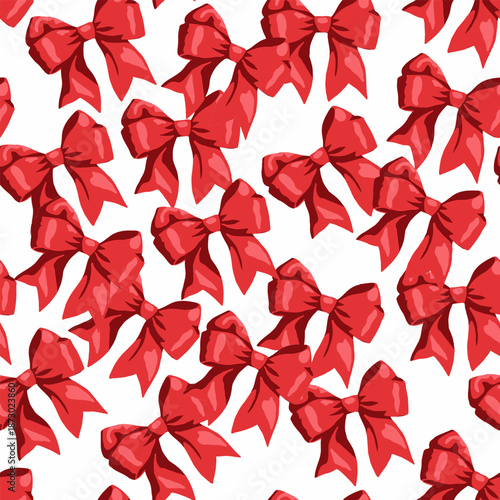 Seamless pattern of ribbon bows on a plain background, perfect for Valentine, Christmas, gift wrapping, fashion, and festive design projects.
