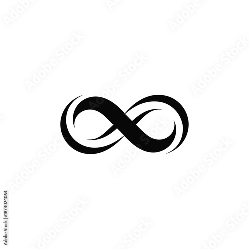 Elegant black infinity symbol on a clean simple white background