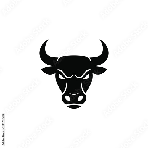 A striking black silhouette of a bull s head facing forward