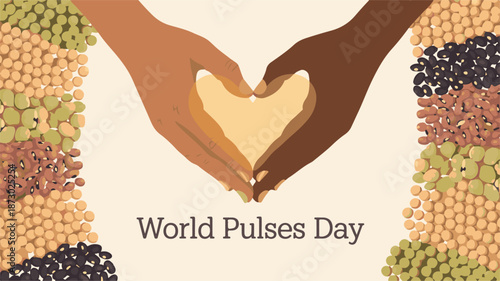 Two hands forming heart shape with pulses around pulses day legumes