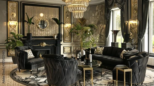 Luxury living room interior with modern furniture